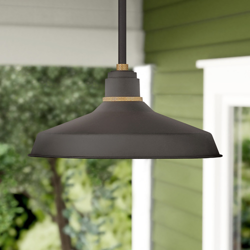 Hinkley Foundry 16-Inch Wide Museum Bronze & Brass Barn Light Pendant by Hinkley Lighting 10483MR