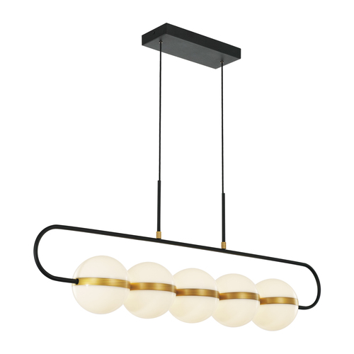 Alora Lighting Tagliato Matte Black & Brushed Gold LED Island Light with Globe Shade