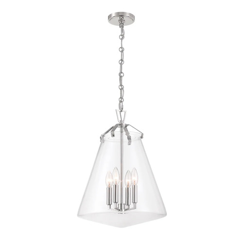 Voss 4-Light Pendant in Polished Nickel by Crystorama Lighting