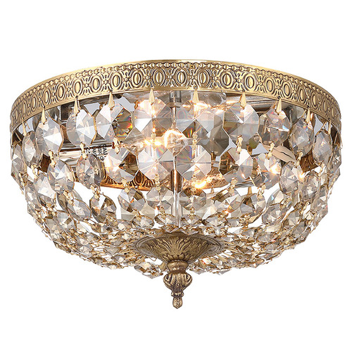 Crystorama Lighting Ceiling Mount Olde Brass Flushmount Light