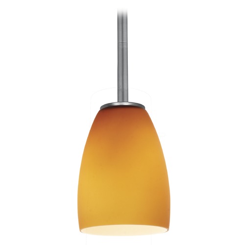 Access Lighting Modern Mini-Pendant Light with Amber Glass 28069-1R-BS/AMB