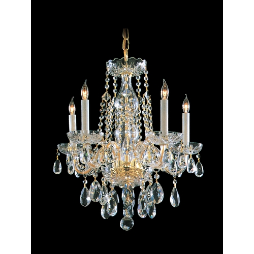 Crystorama Lighting Crystal Mini-Chandelier in Polished Brass Finish 1061-PB-CL-S
