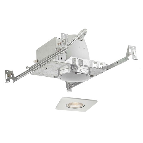 Recesso Lighting 4-Inch Recessed Light Kit with White Square Gimbal Trim