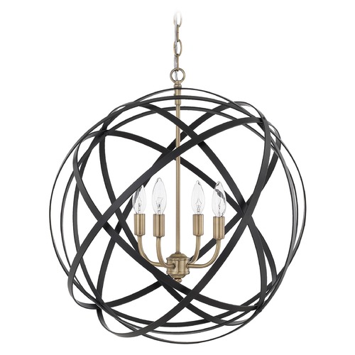 Capital Lighting Capital Lighting Axis Aged Brass and Black Pendant Light with Globe Shade 4234AB