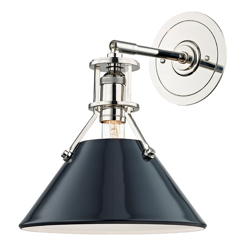 Hudson Valley Lighting Painted No. 2 Wall Sconce with Darkest Blue Shade by Hudson Valley Lighting MDS350-PN/DBL