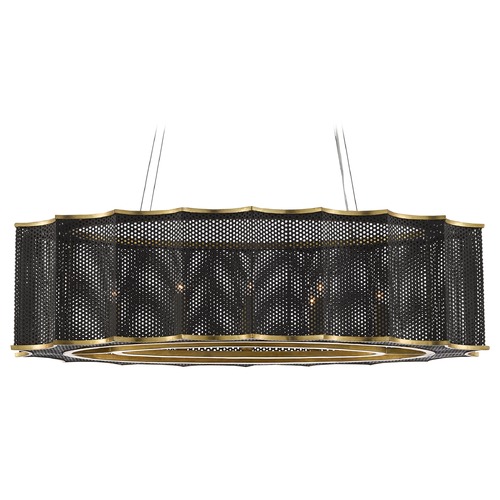 Currey and Company Lighting Nightwood Chandelier in Black & Gold Leaf by Currey & Company 9000-0512