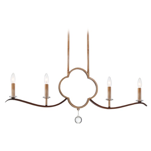 Ava Libertine Pale Gold with Distressed Bronze Linear Chandelier by Minka Lavery