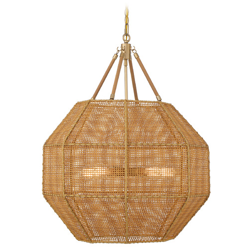 Savoy House Savoy House Lighting Selby Burnished Brass and Rattan Pendant Light with Octagon Shade 7-5106-5-177