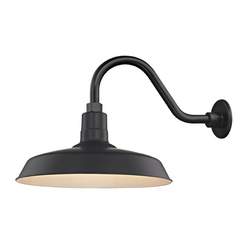 Recesso Lighting by Dolan Designs Black Gooseneck Barn Light with 16-Inch Shade BL-ARMC-BLK/SH16-BLK