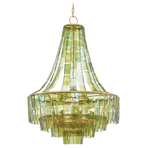 Vintner Chandelier in Dark Gold Leaf/Green by Currey & Company
