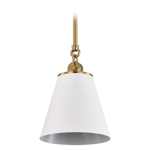 Dover Mini Pendant in White & Vintage Brass by Nuvo Lighting