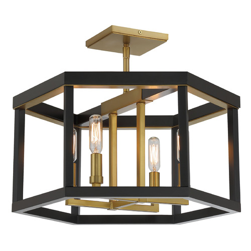 Minka Lavery Union Estates Coal & Soft Brass Semi-Flush Mount by Minka Lavery 2114-726