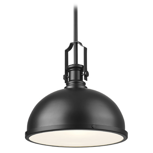 Z-Lite Melange Matte Black Pendant Light with Bowl / Dome Shade