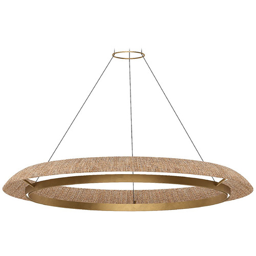 Visual Comfort Modern Collection Noa Hand Rubbed Antique Brass & Natural LED Pendant Light
