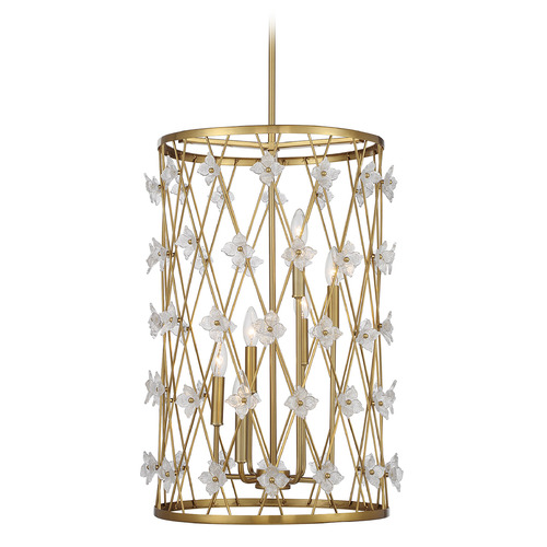 Savoy House Lighting Bailey Warm Brass Pendant Light with Cylindrical Shade