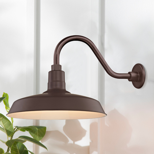 Recesso Lighting by Dolan Designs 16-Inch Gooseneck Outdoor Barn Light in Bronze by Recesso Lighting BL-ARMC-BZ/SH16-BZ