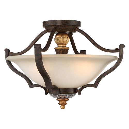 Chateau Nobles Raven Bronze with Sunburst Gold Semi-Flush Mount by Metropolitan Lighting