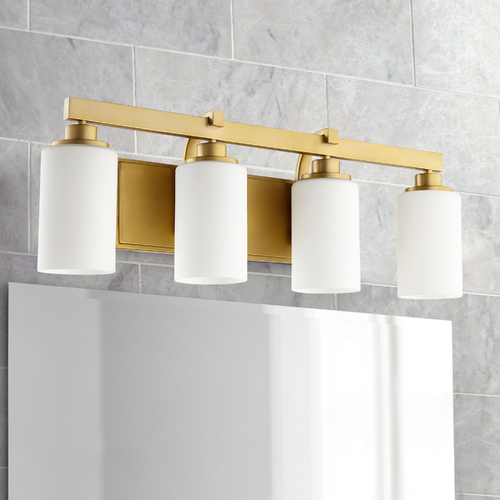 Quorum Lighting Lancaster Aged Brass Bathroom Light by Quorum Lighting 5207-4-80