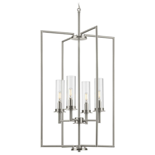 Progress Lighting Progress Lighting Kellwyn Brushed Nickel Pendant Light with Cylindrical Shade P500315-009