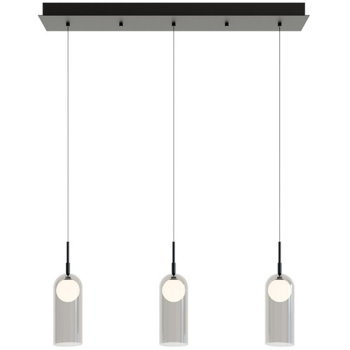 Afx Lighting Kiran Black LED Multi-Light Pendant with Bowl / Dome Shade