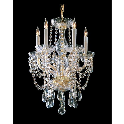 Crystorama Lighting Traditional Crystal Mini-Chandelier in Polished Brass by Crystorama Lighting 1129-PB-CL-SAQ