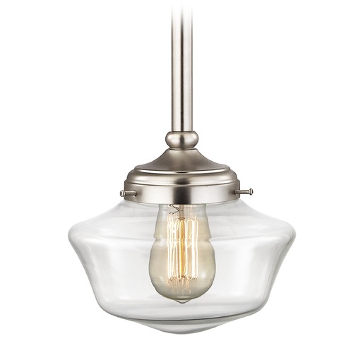 Design Classics Lighting Schoolhouse Pendant Light Clear Glass Satin Nickel FA4-09 / GA8-CL