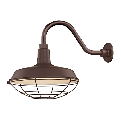 Bronze Gooseneck Barn Light with 14-Inch Caged Shade