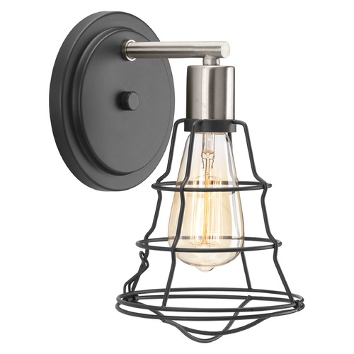 Progress Lighting Gauge Wall Sconce in Graphite & Brushed Nickel by Progress Lighting P300028-143