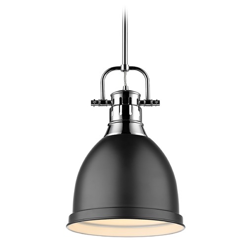 Duncan Small Pendant in Chrome & Matte Black by Golden Lighting