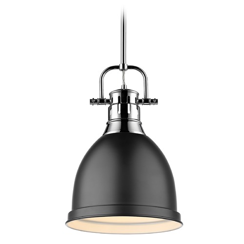 Golden Lighting Duncan Small Pendant in Chrome & Matte Black by Golden Lighting 3604-SCH-BLK