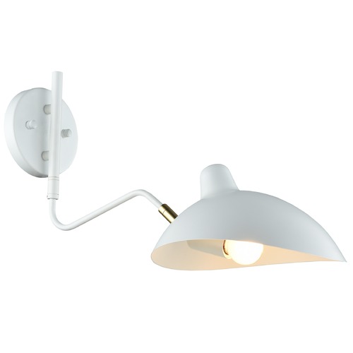 Matteo Lighting Droid White & Brushed Gold Sconce by Matteo Lighting W57901WH