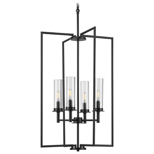 Progress Lighting Kellwyn Matte Black Pendant Light with Cylindrical Shade