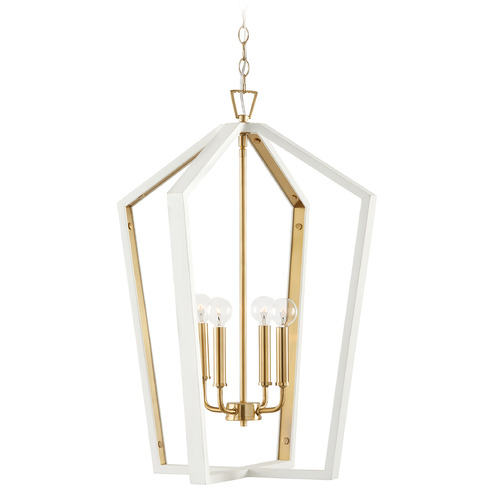 Capital Lighting Maren 4-Light Pendant in White & Brass by Capital Lighting 344541WM