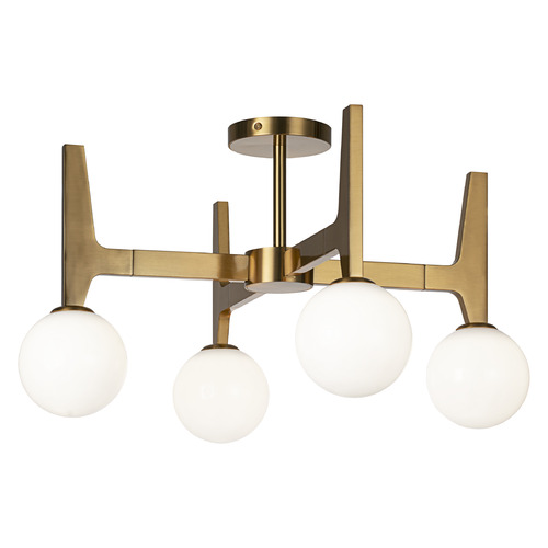 Scriben Aged Gold Brass LED Semi-Flush Mount by Matteo Lighting