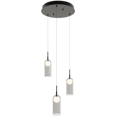 Afx Lighting Kiran Black LED Multi-Light Pendant with Bowl / Dome Shade