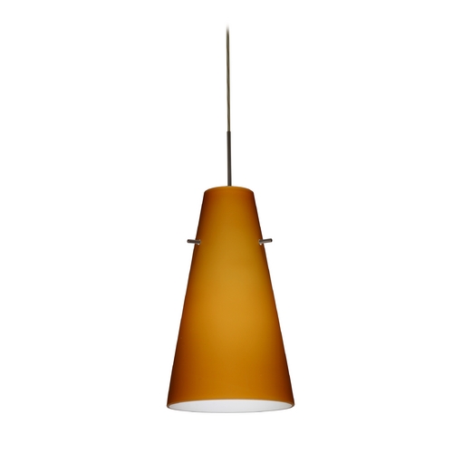 Modern Pendant Light Amber Glass Bronze by Besa Lighting