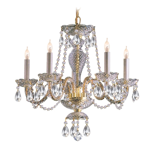 Crystal Mini-Chandelier in Polished Brass Finish