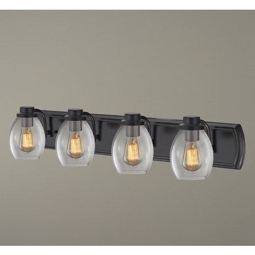 Design Classics Lighting Industrial 4-Light Bath Wall Light with Clear Glass in Bronze 1204-36 GL1034-CLR