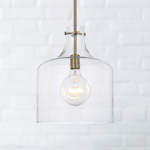 HomePlace by Capital Lighting Crawford 11.75-Inch Seeded Glass Pendant in Aged Brass by HomePlace by Capital Lighting 325712AD
