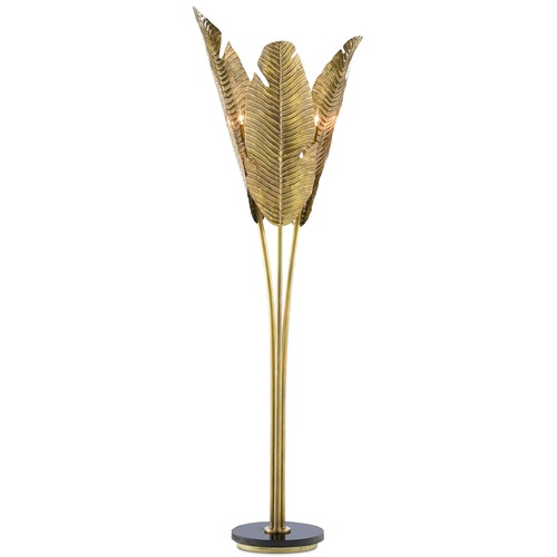 Tropical Floor Lamp in Vintage Brass/Black by Currey & Company