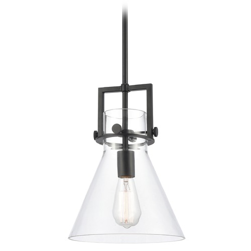 Innovations Lighting Innovations Lighting Newton Matte Black Pendant Light with Conical Shade 411-1S-BK-10CL