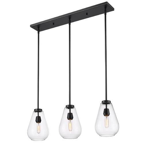 Z-Lite Ayra Matte Black Multi-Light Pendant with Bell Shade