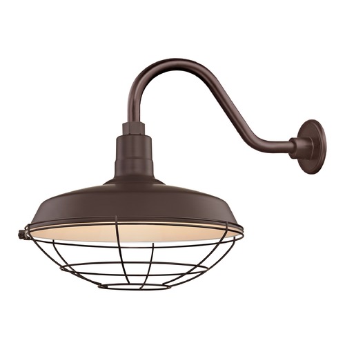 Recesso Lighting by Dolan Designs Bronze Gooseneck Barn Light with 16-Inch Caged Shade BL-ARMC-BZ/SH16-BZ/CG16-BZ