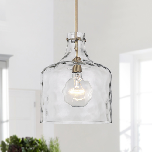 Crawford 11.75-Inch Water Glass Pendant in Aged Brass by HomePlace by Capital Lighting