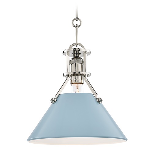 Hudson Valley Lighting Painted No. 2 Pendant with Blue Bird Shade by Hudson Valley Lighting MDS351-PN/BB