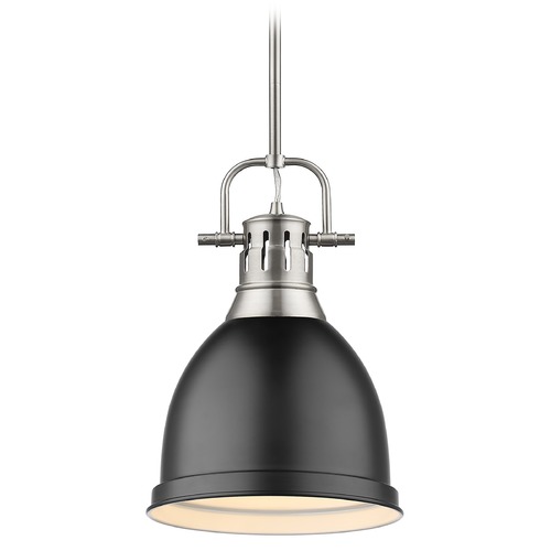 Golden Lighting Duncan Small Pendant in Pewter & Matte Black by Golden Lighting 3604-SPW-BLK