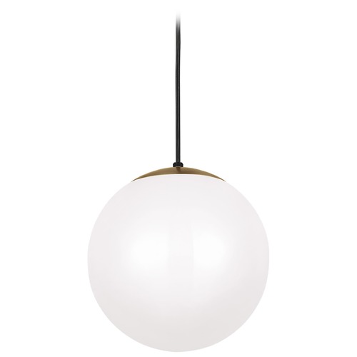 Leo 12-Inch LED Globe Pendant in Satin Brass by Visual Comfort Studio