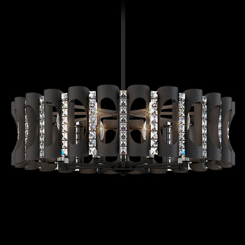 Schonbek Worldwide Lighting Twilight Black Pendant Light with Drum Shade
