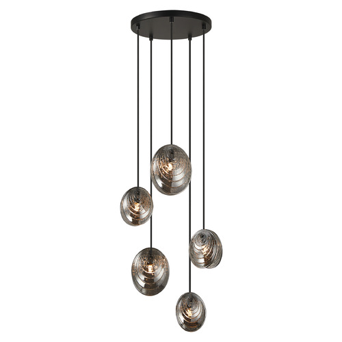 Matteo Lighting Matteo Lighting Shelly Matte Black LED Multi-Light Pendant with Oval Shade C36605MB