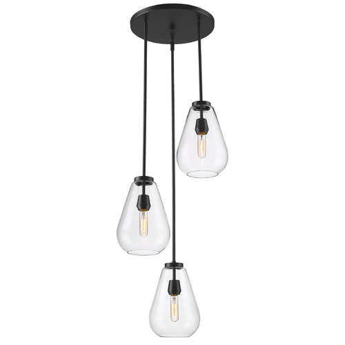 Z-Lite Ayra Matte Black Multi-Light Pendant with Bell Shade